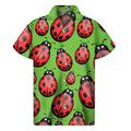 Cute Ladybug Pattern Print Men's Short Sleeve Shirt