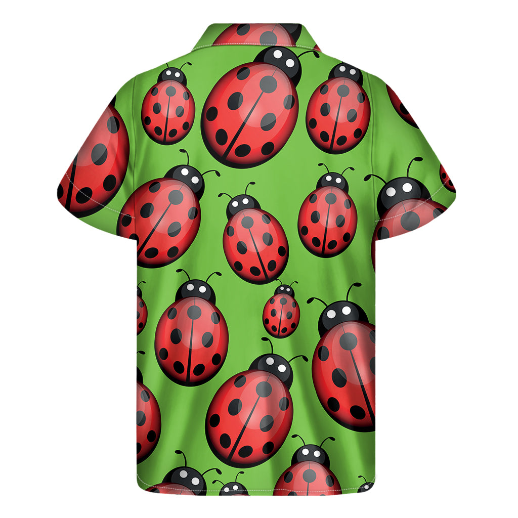 Cute Ladybug Pattern Print Men's Short Sleeve Shirt