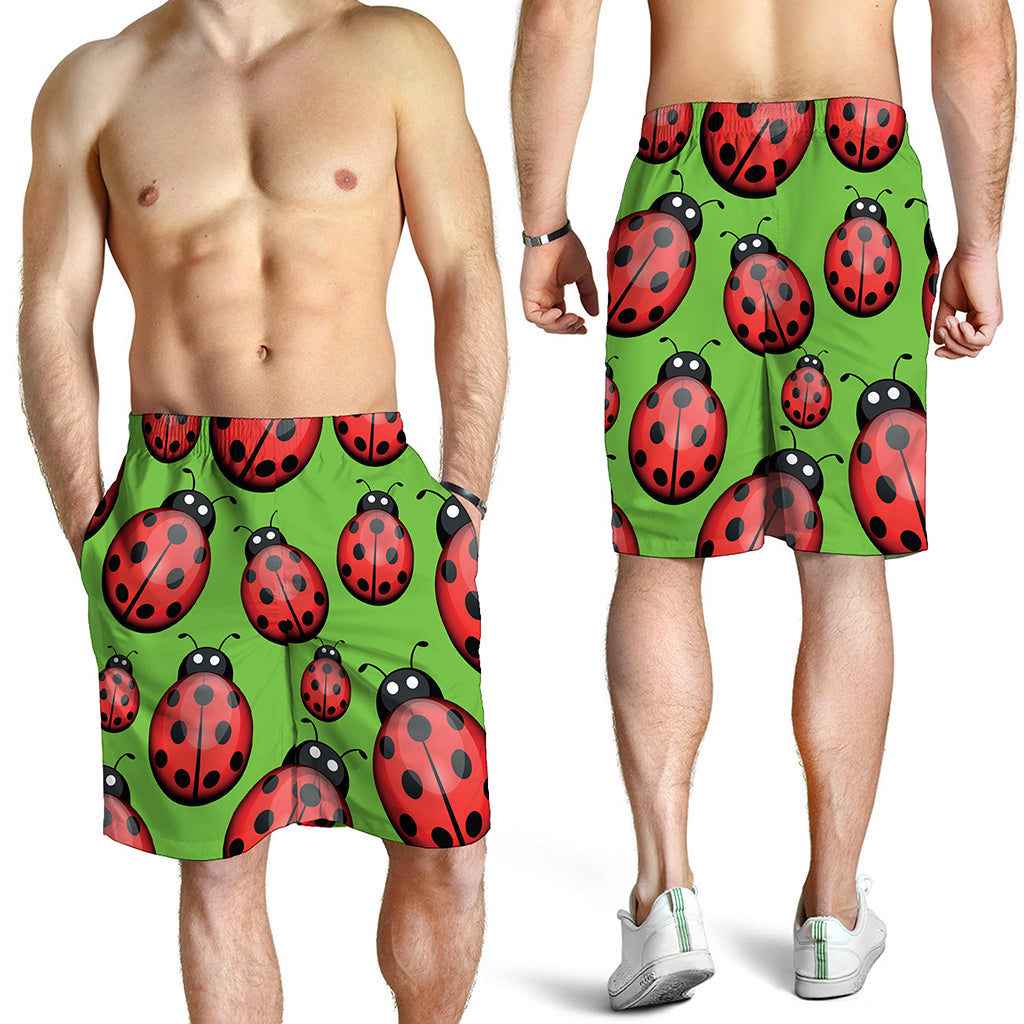 Cute Ladybug Pattern Print Men's Shorts