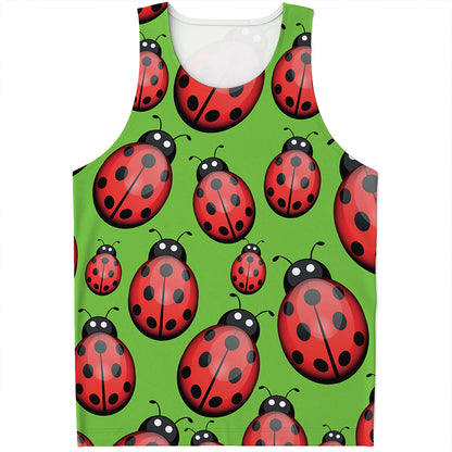 Cute Ladybug Pattern Print Men's Tank Top