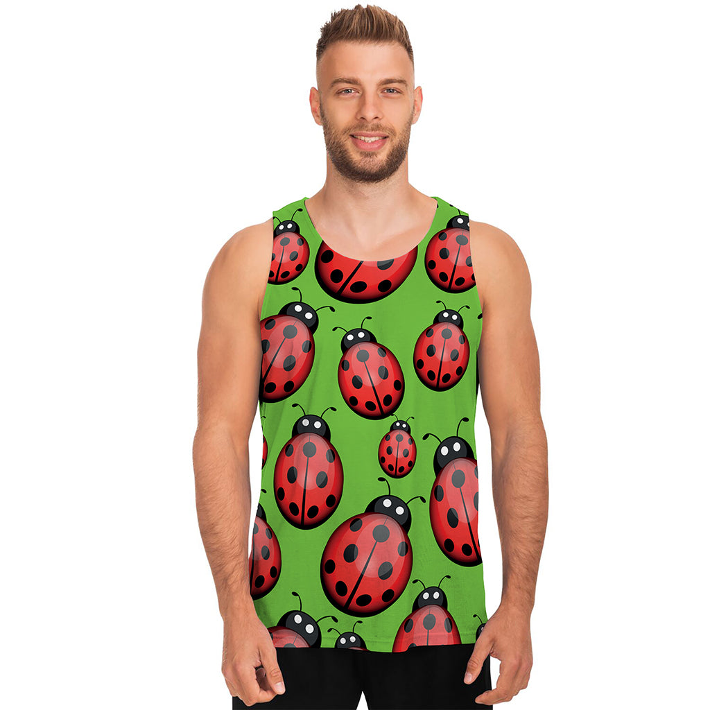 Cute Ladybug Pattern Print Men's Tank Top