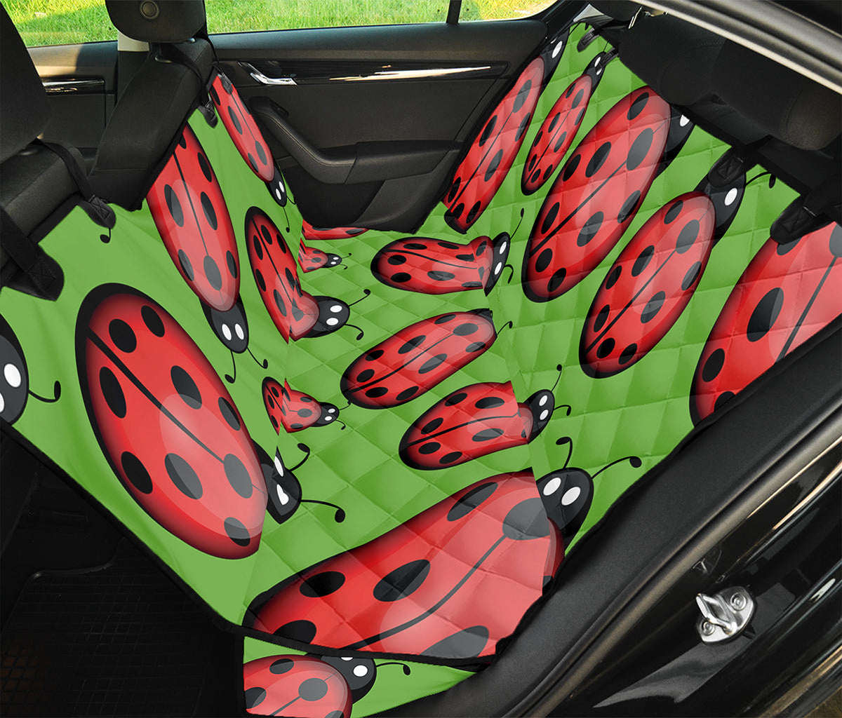 Cute Ladybug Pattern Print Pet Car Back Seat Cover