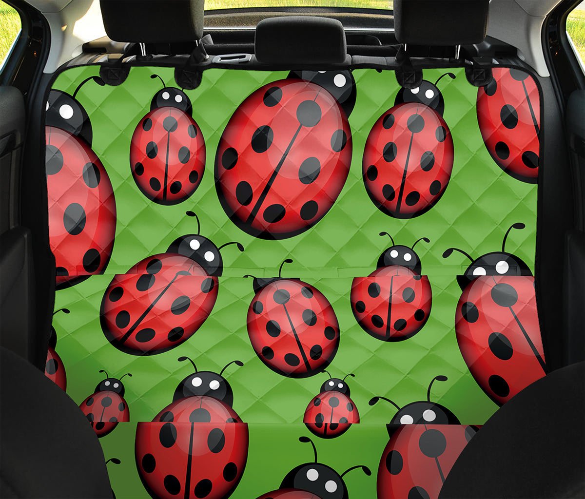 Cute Ladybug Pattern Print Pet Car Back Seat Cover