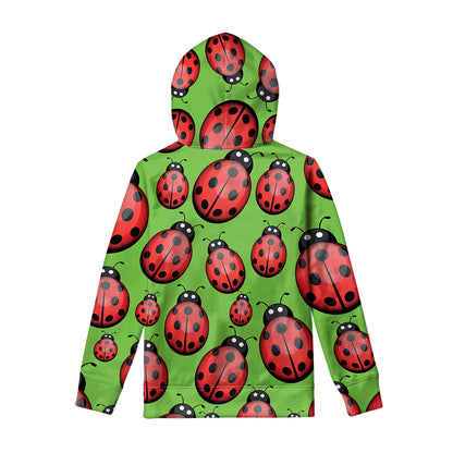Cute Ladybug Pattern Print Pullover Hoodie