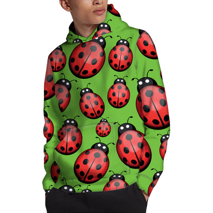Cute Ladybug Pattern Print Pullover Hoodie