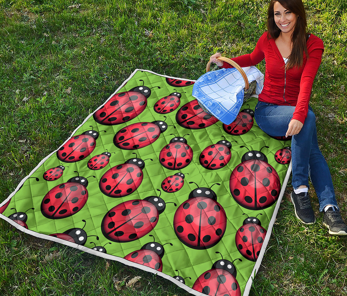 Cute Ladybug Pattern Print Quilt
