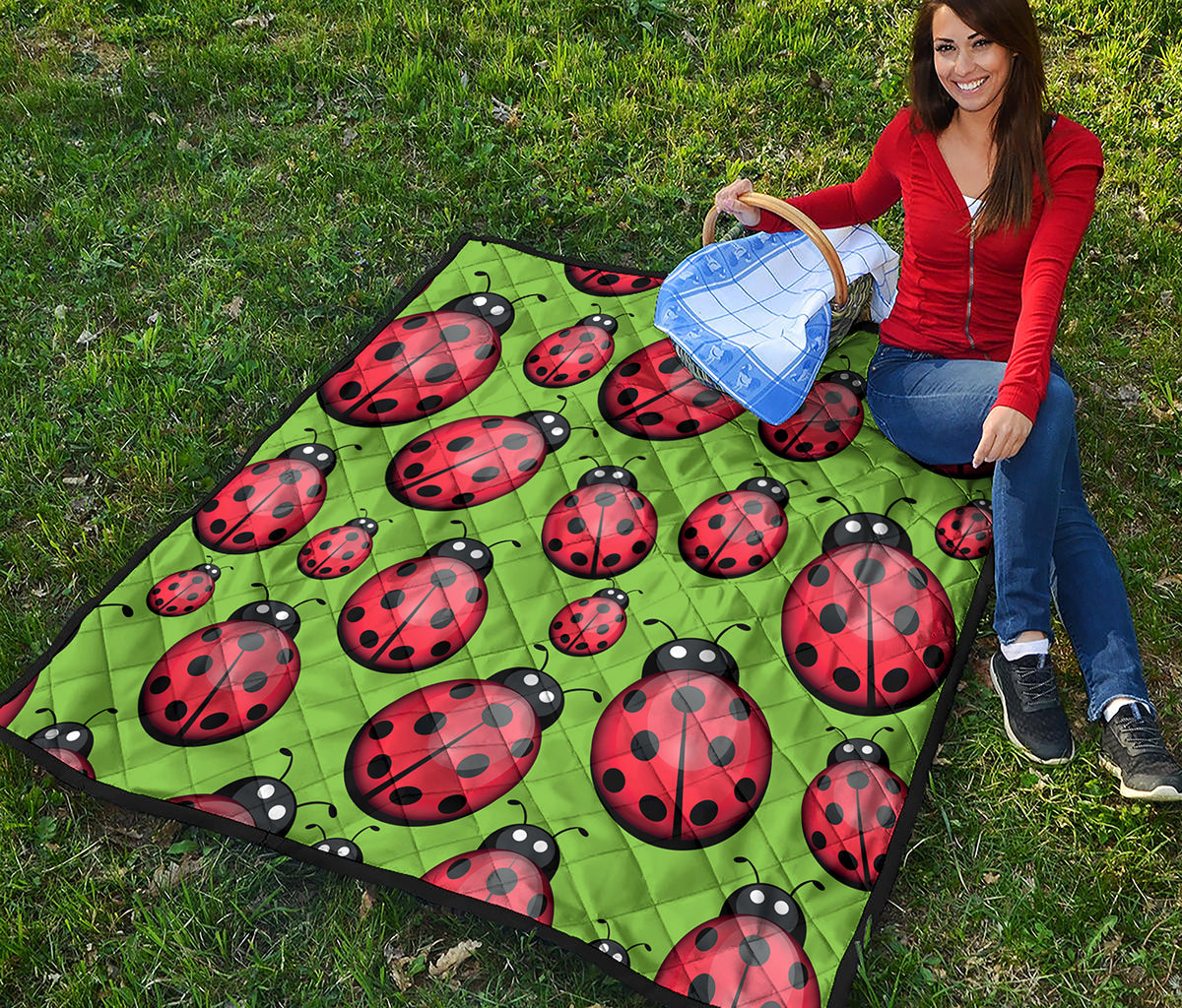 Cute Ladybug Pattern Print Quilt