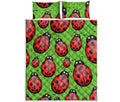 Cute Ladybug Pattern Print Quilt Bed Set
