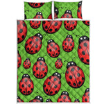 Cute Ladybug Pattern Print Quilt Bed Set