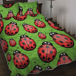 Cute Ladybug Pattern Print Quilt Bed Set
