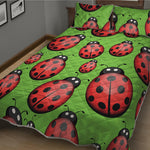 Cute Ladybug Pattern Print Quilt Bed Set