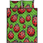 Cute Ladybug Pattern Print Quilt Bed Set