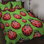 Cute Ladybug Pattern Print Quilt Bed Set