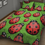 Cute Ladybug Pattern Print Quilt Bed Set