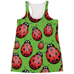 Cute Ladybug Pattern Print Women's Racerback Tank Top