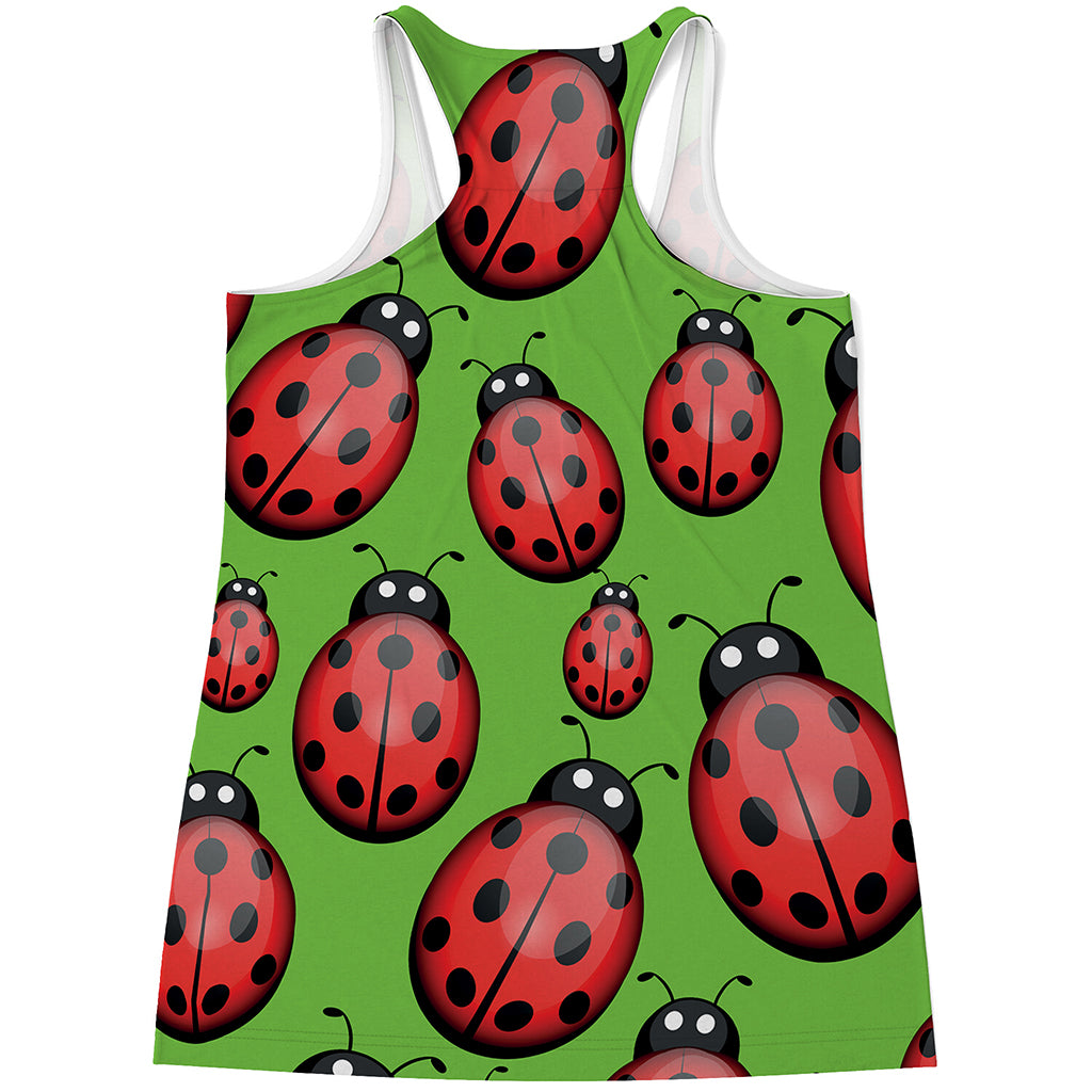Cute Ladybug Pattern Print Women's Racerback Tank Top