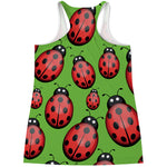 Cute Ladybug Pattern Print Women's Racerback Tank Top
