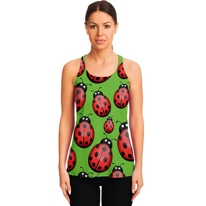 Cute Ladybug Pattern Print Women's Racerback Tank Top