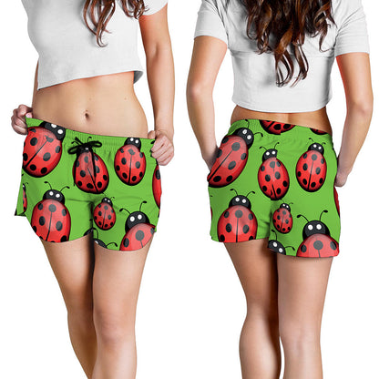 Cute Ladybug Pattern Print Women's Shorts