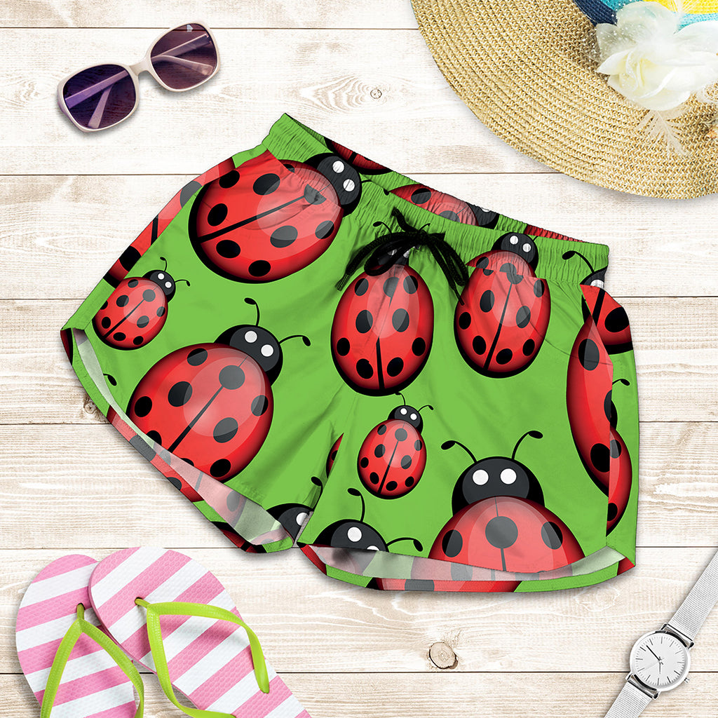 Cute Ladybug Pattern Print Women's Shorts