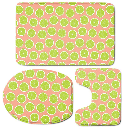 Cute Lime Pattern Print 3 Piece Bath Mat Set