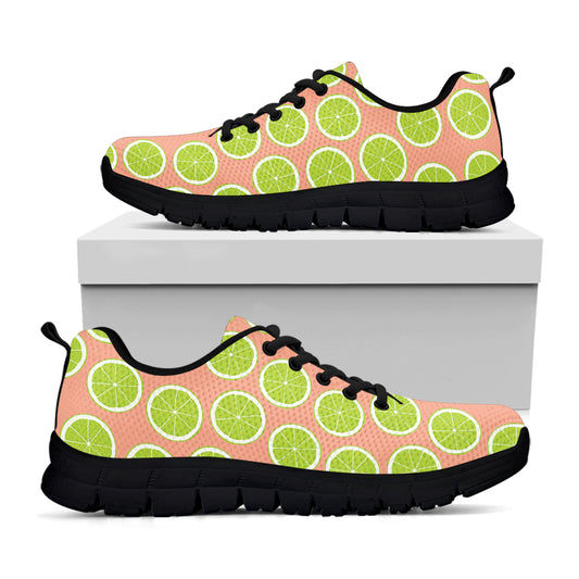 Cute Lime Pattern Print Black Sneakers