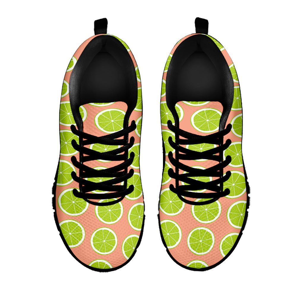 Cute Lime Pattern Print Black Sneakers