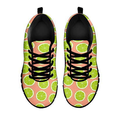 Cute Lime Pattern Print Black Sneakers