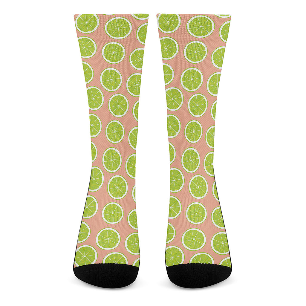 Cute Lime Pattern Print Crew Socks