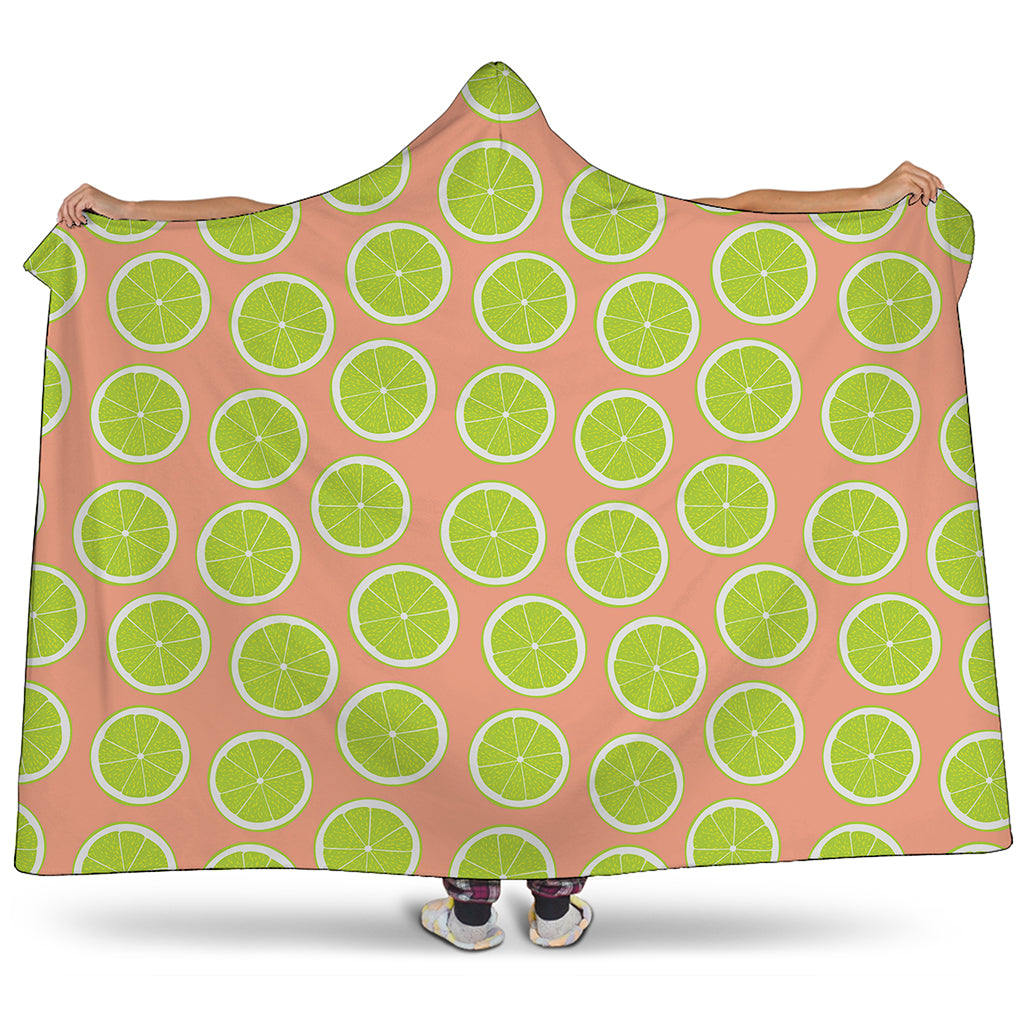 Cute Lime Pattern Print Hooded Blanket