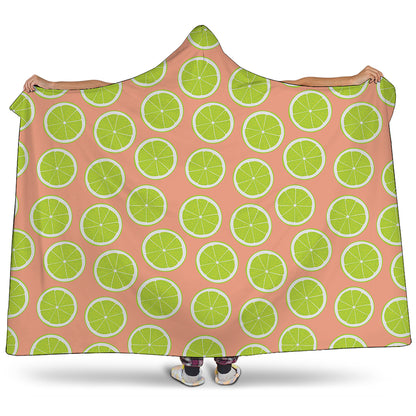 Cute Lime Pattern Print Hooded Blanket