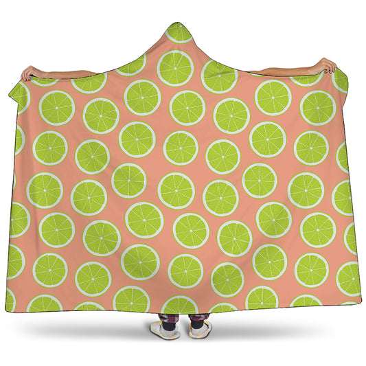 Cute Lime Pattern Print Hooded Blanket