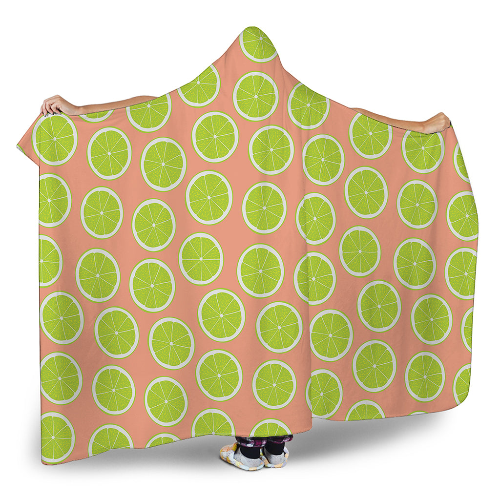 Cute Lime Pattern Print Hooded Blanket