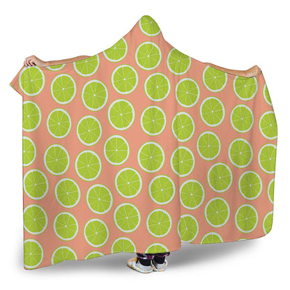 Cute Lime Pattern Print Hooded Blanket