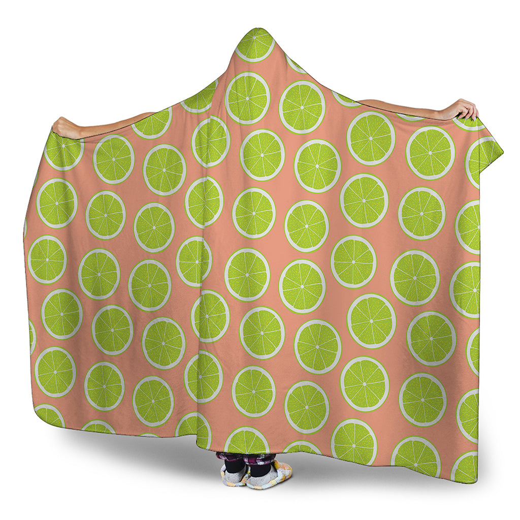 Cute Lime Pattern Print Hooded Blanket