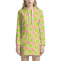 Cute Lime Pattern Print Pullover Hoodie Dress