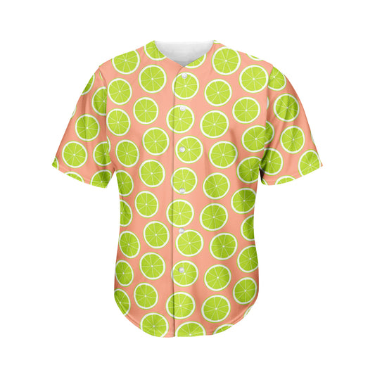 Cute Lime Pattern Print Men's Baseball Jersey