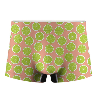 Cute Lime Pattern Print Men's Boxer Briefs