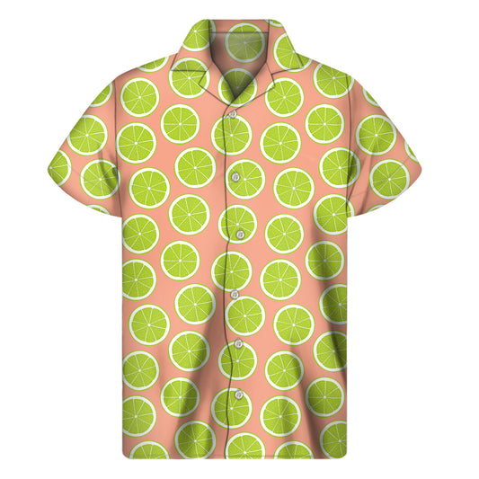 Cute Lime Pattern Print Men's Short Sleeve Shirt