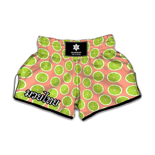Cute Lime Pattern Print Muay Thai Boxing Shorts