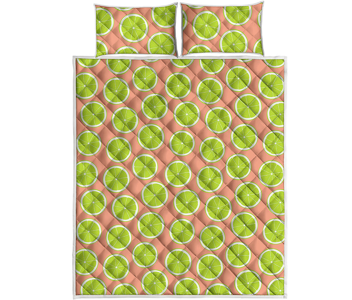 Cute Lime Pattern Print Quilt Bed Set