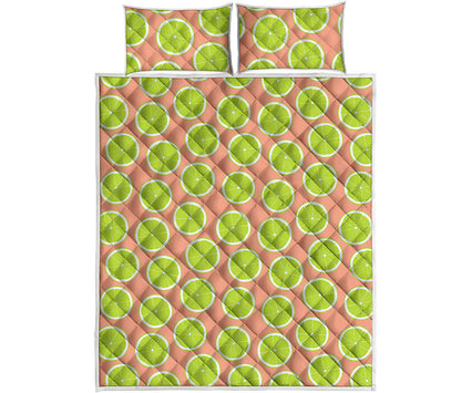 Cute Lime Pattern Print Quilt Bed Set