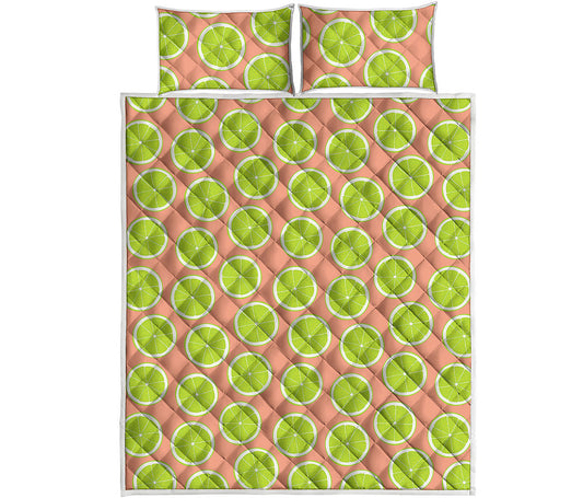 Cute Lime Pattern Print Quilt Bed Set
