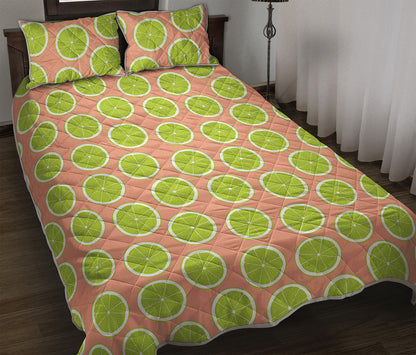 Cute Lime Pattern Print Quilt Bed Set