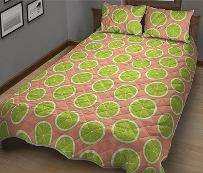 Cute Lime Pattern Print Quilt Bed Set