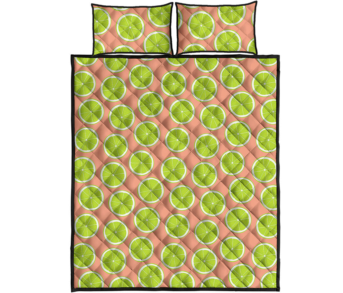 Cute Lime Pattern Print Quilt Bed Set