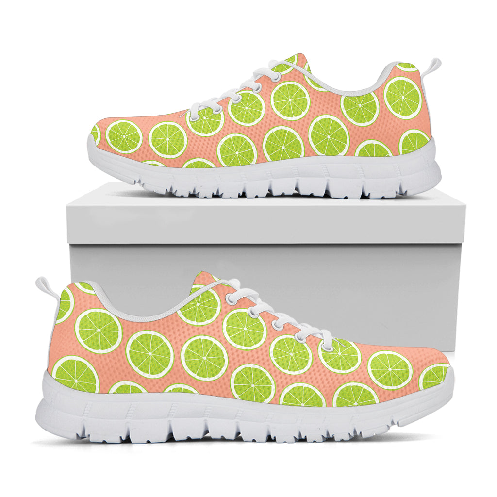 Cute Lime Pattern Print White Sneakers