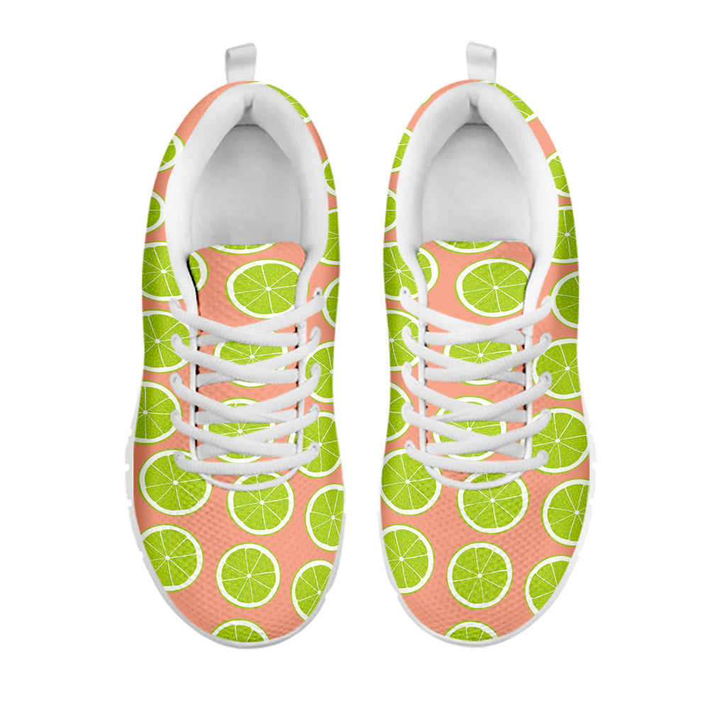 Cute Lime Pattern Print White Sneakers