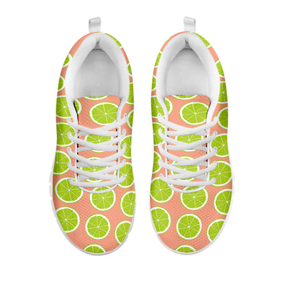 Cute Lime Pattern Print White Sneakers