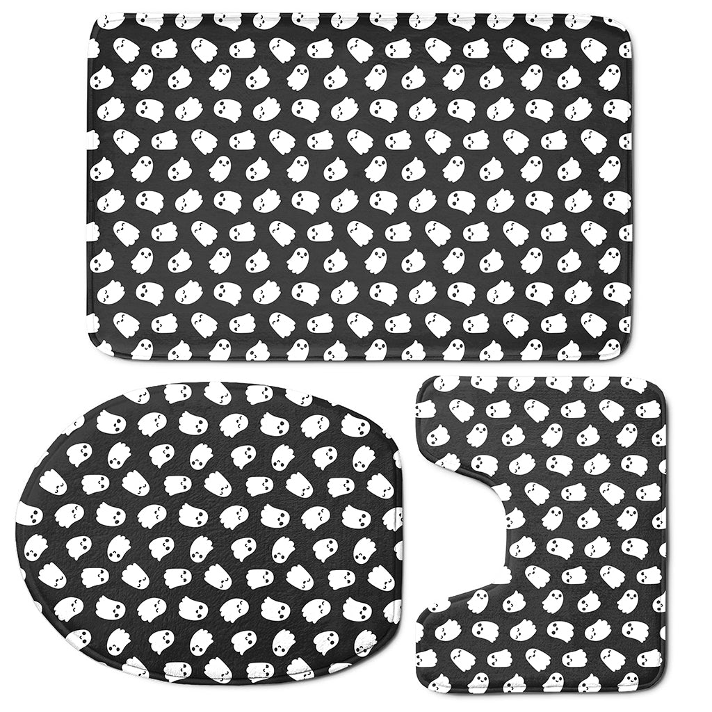 Cute Little Ghost Pattern Print 3 Piece Bath Mat Set